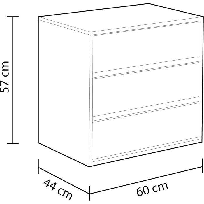 Комод Habitdesign з трьома шухлядами, матовий білий, 60х57х44 см