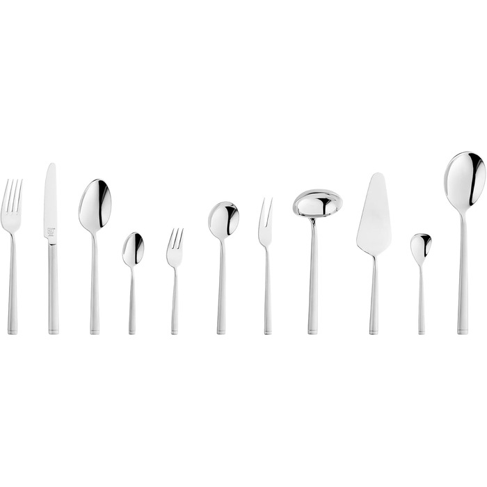 Набір столових приборів ZWILLING Senses 68 предметів (на 12 осіб), нержавіюча сталь 18/10, матова поверхня, придатний для миття в посудомийній машині, сріблястий/чорний