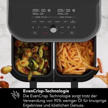 Фритюрниця з подвійною чашею Instant Vortex Plus ClearCook, 7.6 л, 8-в-1, цифрова аерофритюрниця, чорна, XL, 1700 Вт – для запікання, смаження, грилю, дегідрації, підігріву