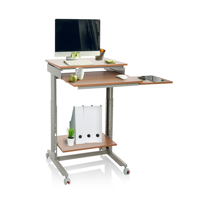 Комп'ютерний стіл-робоча станція WORKSTATION, сірий / бук, hjh OFFICE