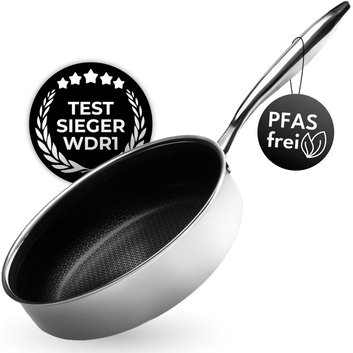 Сотейник Onyx Cookware 26 см, 3.7 л — глибока сковорода для всіх типів плит (включаючи індукцію), антипригарне покриття, сталь/алюміній, до 260°C, без PFAS