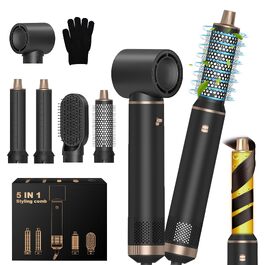 Hairstyler 5 в 1: Професійний набір для укладки волосся з автозавитками, феном, йонною щіткою, випрямлячем та щіткою для об'єму. Для всіх типів волосся.