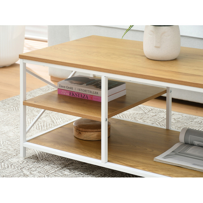 Журнальний стіл Mebel-Partner прямокутний, 100 x 50 x 43 см, білий