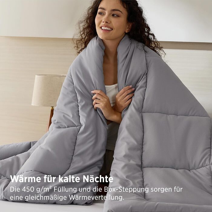 Зимова ковдра BEDSURE 135x200 см, тепла ковдра з наповнювачем 450г/м², сіра