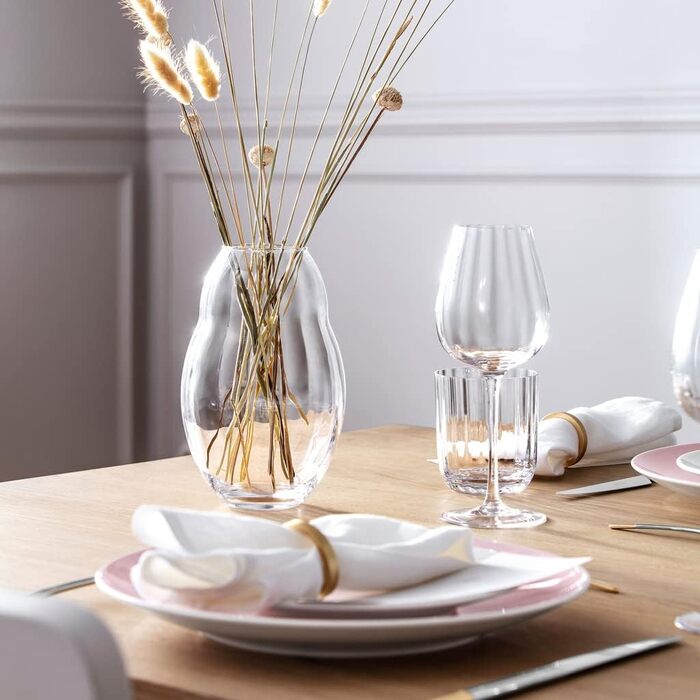 Ваза Villeroy & Boch Rose Garden Rosa 20 см – скляна ваза для квітів, прозора, для декору столу та дому