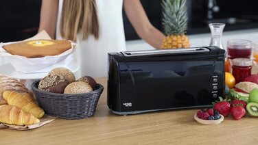 Тостер HAEGER Dark Sun 1000 Вт, багатофункціональний, 6 режимів, 2 слоти, відсік для крихт, чорний