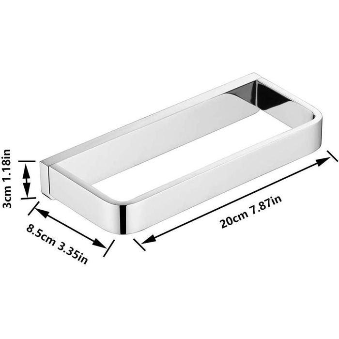 Flybath Кільце для рушників, масивна латунь, квадратна форма, хром, 20 см, для ванної та кухні, настінне кріплення