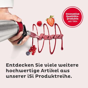 iSi Gourmet Whip – набір для збивання вершків 0,5 л з 6 упаковками капсул, нержавійка, насадки, лійка, сито, кришка – для вершків, супів, еспум та десертів