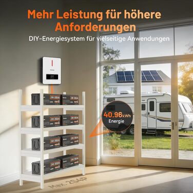 Акумулятор LiFePO4 Humsienk 24V 200Ah (5120Wh) для сонячних станцій та RV, з BMS 250A, IP65, висока потужність 6400W
