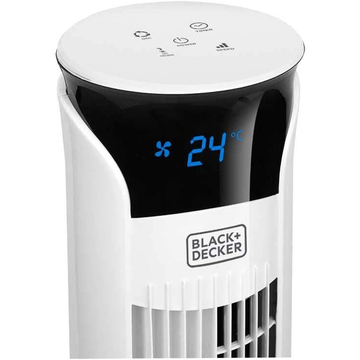 Турмовентилятор Black+Decker BXEFT49E, 45 Вт, пластик, з пультом, 102 см, білий