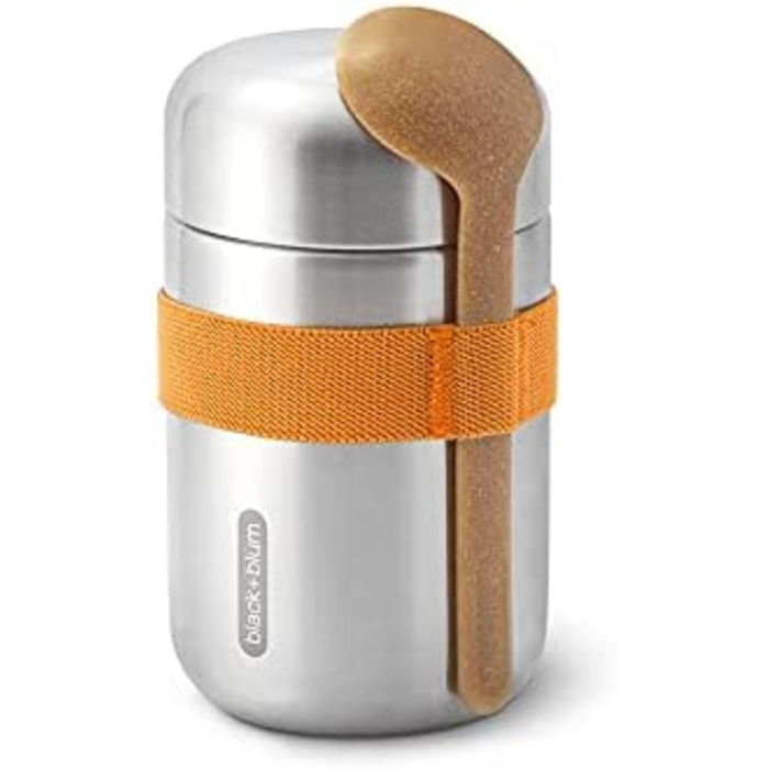 Термос для їжі BLACK+BLUM 400 мл, оранжевий, з ложкою, вакуумний, з нержавіючої сталі, зберігає тепло 6 годин, холод 8 годин, герметичний