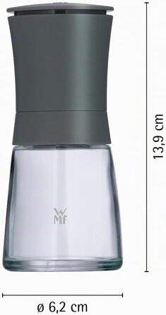 Набір млинків для солі та перцю WMF Trend, 2 предмети, керамічний механізм, скляний контейнер, сірі, 14 см