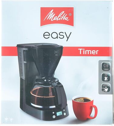 Кавоварка фільтраційна Melitta Easy Timer з таймером, скляною колбою, антикрапельною системою, 10 чашок, чорна