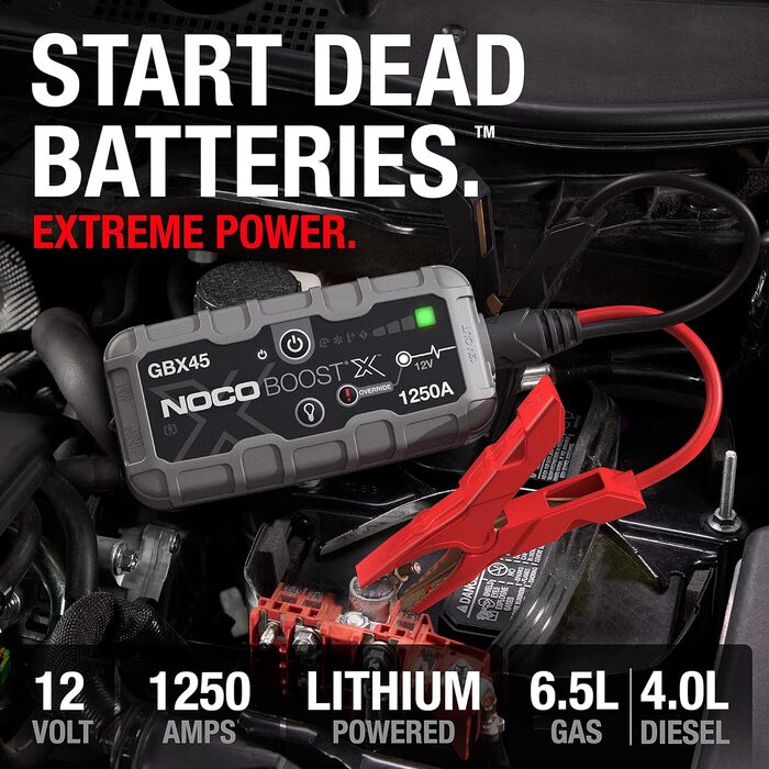 NOCO Boost X GBX45: Портативний пусковий пристрій Powerbank – 1250A, для бензинових двигунів до 6.5L та дизельних до 4.0L