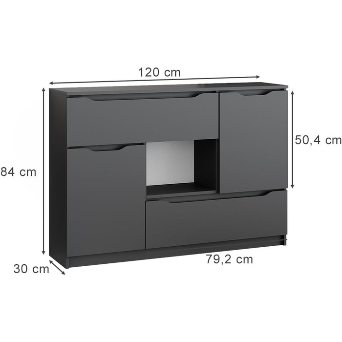 Комод Vicco Ruben антрацитовий 120x84 см, 2 шухляди