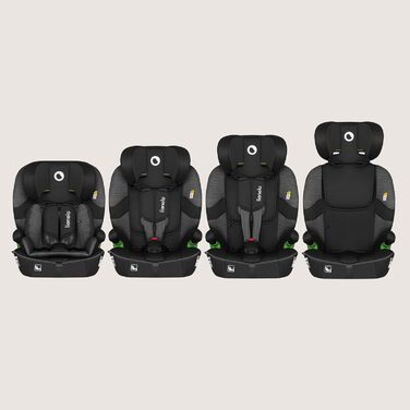 Автокрісло Lionelo Billy i-Size 76-150 см (15 міс - 12 років), ISOFIX, R129, чорно-сіре