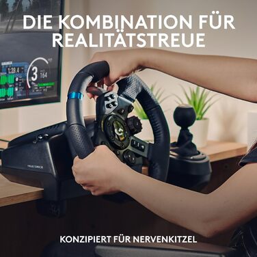 Logitech G923 Racing Wheel – Гоночний руль з педалями та перемикачем для PS5, PS4, PC, Mac. TRUEFORCE, 1000Hz, чорний