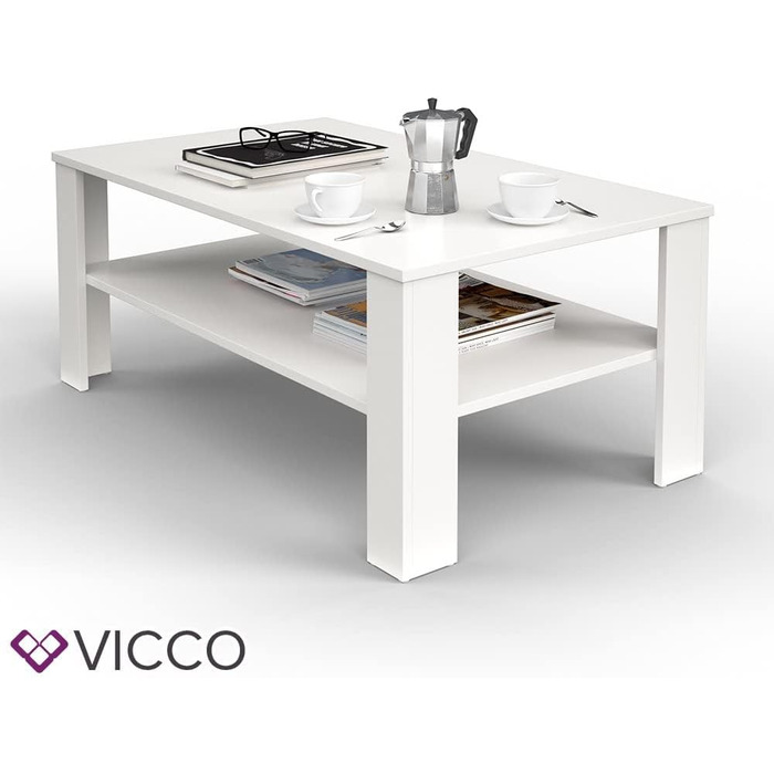 Журнальний стіл Vicco білий, 100x42 см, сучасний дизайн