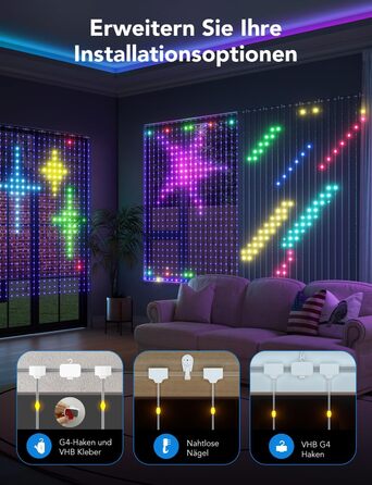 Розумні LED штори Govee 520 RGBIC, 1,5×2 м, IP65, для кімнати та вечірки, сумісні з Alexa, 86+ режимів, водостійкі, світлодіодна гірлянда