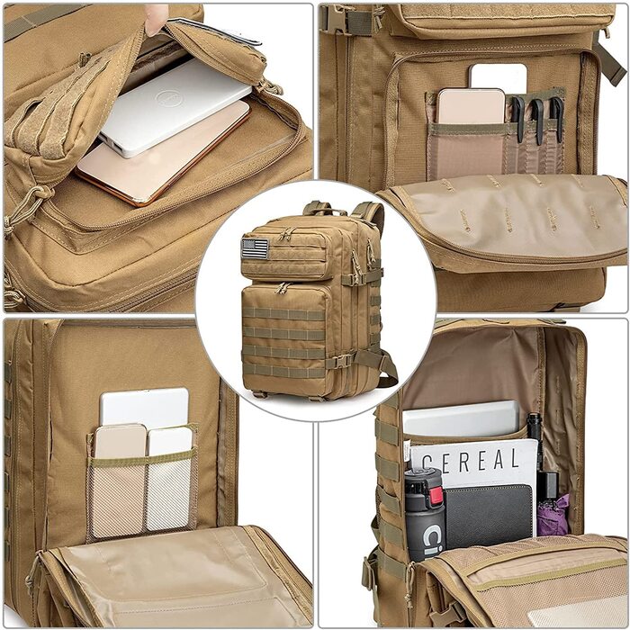 G4Free 40L Тактичний рюкзак для туризму, військовий рюкзак Molle, великий армійський рюкзак для кемпінгу, полювання, трекінгу, колір хакі