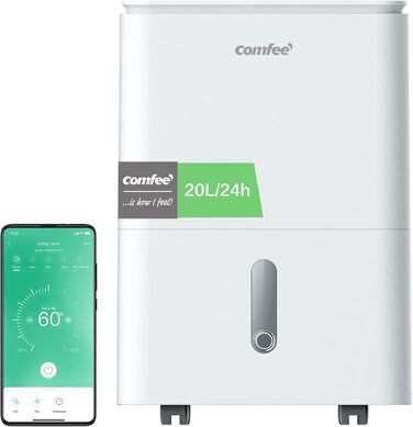 Зволожувач повітря COMFEE 12 л/день, для приміщень до 20 м², автоматична відтавання, блокування дітей, тиха робота, екологічний фреон R290, CDDOE-12DEN7-QA3(EU)
