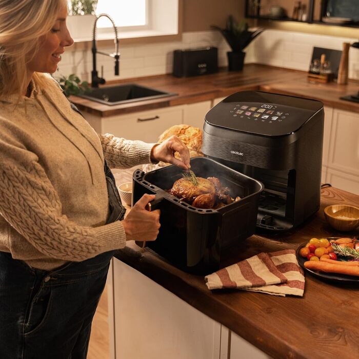 Аерофритюрниця-гриль Cecotec Cecofry & Grill Smokin' 6500 Plus 6.5л, 2200 Вт, з функцією копчення, подвійним грилем та вікном