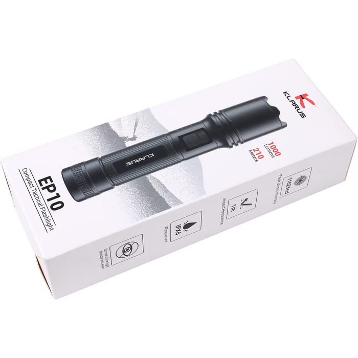 Ліхтарик KLARUS EP10 1000 Люмен USB-C, тактичний, 4 режими, водонепроникний IPX6 для кемпінгу, дому та вулиці