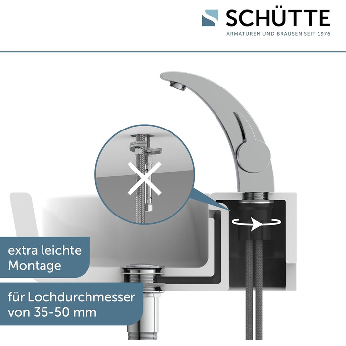 Змішувач для ванної кімнати Schütte 98100 Panama, суміш-вентиль з однорічним керуванням, хром, 35 мм картридж, для ванної кімнати