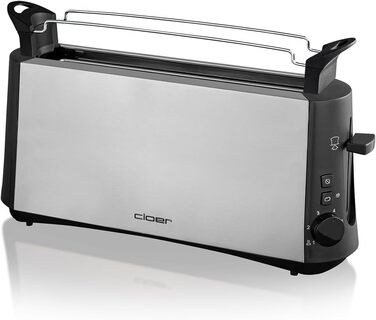 Тостер Cloer 3810 довгий слот, 880 Вт, для 2 тостів, функція для сірого хліба, насадка для булочок, корпус з нержавіючої сталі