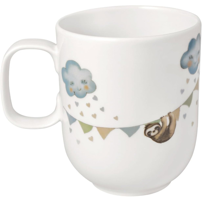 Дитячий набір посуду Villeroy & Boch Boho Kids 'Walk like an elephant' (3 шт.) – блакитний, преміум-посуд для дітей, миття в посудомийній машині, безпечний для мікрохвильовки, з зображенням слона та лінивця