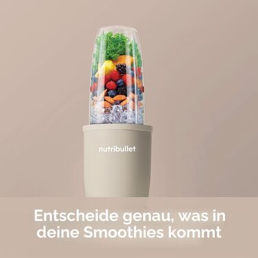 Потужний блендер-екстрактор Nutribullet 900 Series, пісочний матовий (Sand) — набір з 11 предметів для смузі та соків, 25 000 об/хв