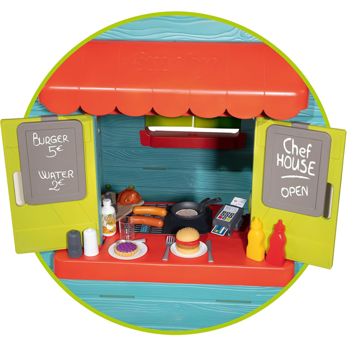 Дитячий ігровий будиночок Smoby Life Chef (124x132x135 см) з кухнею та прилавком, вуличний, з переробленого пластику, для дітей від 2 років