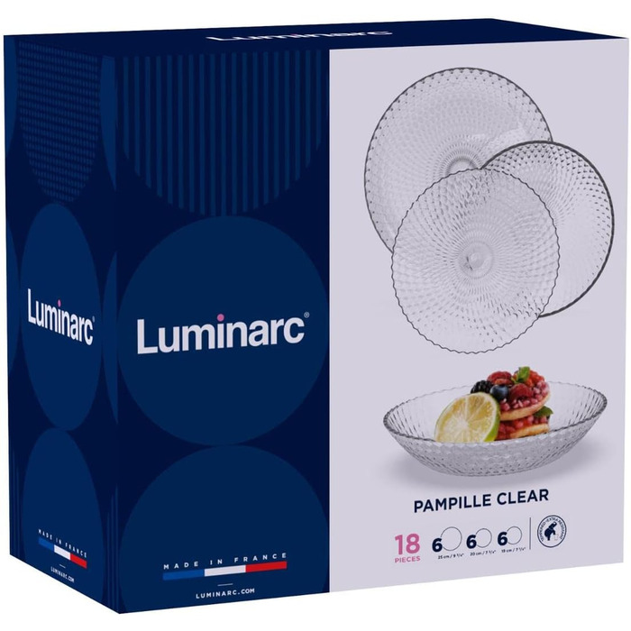 Набір посуду Luminarc Pampille Clear, 18 предметів, скло, прозорий, на 6 персон