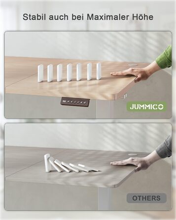 Регульований стіл JUMMICO 160 x 70 см з USB-портом для зарядки, електричний, стоячий/сидячий, бежевий