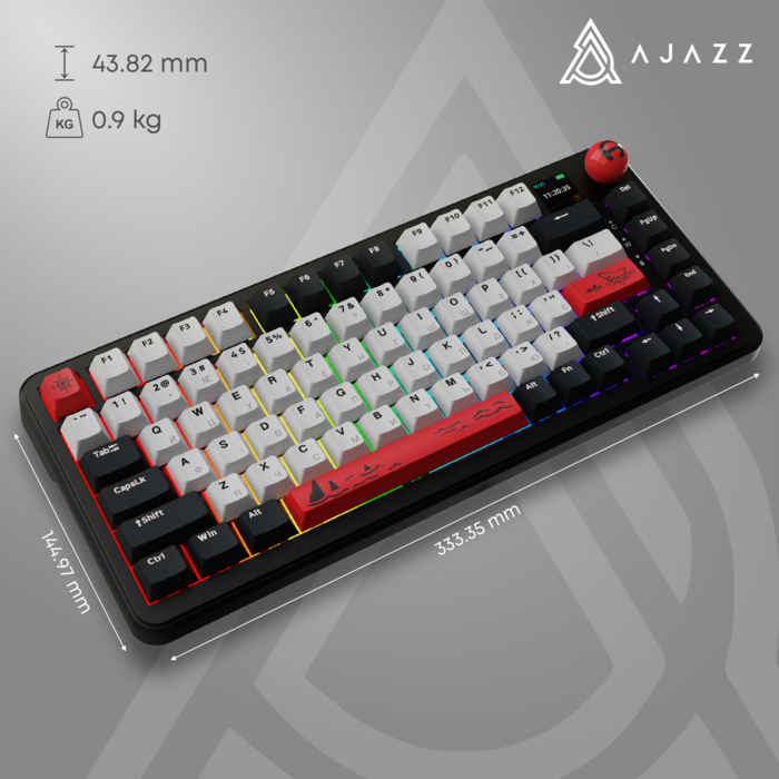 Бездротова механічна клавіатура Ajazz AK820 MAX Avocado Switch Black RGB (AK820MAX-AS-BG)