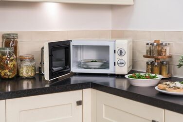 Мікрохвильова піч Russell Hobbs RHRETMM705C, 17 л, 700 Вт, ретро стиль, кремова, 5 режимів потужності, таймер, функція розморожування, легке очищення