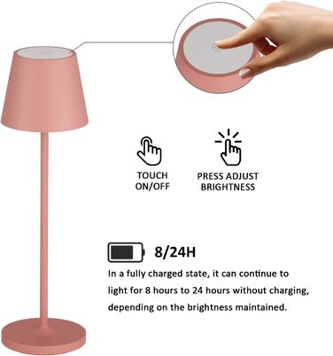 LED настільна лампа K-Bright з димуванням, акумуляторна | Внутрішнє та зовнішнє використання | Тепле світло | USB-зарядка | 1 шт. (Оранжева)