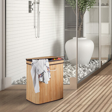 Кошик для білизни Relaxdays бамбуковий чорний 95 л