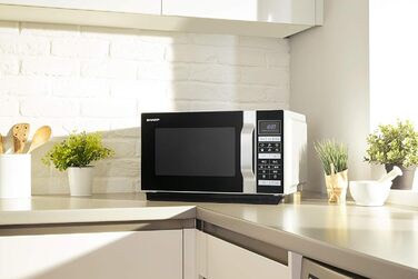 Мікрохвильова піч Sharp R-860S 3-в-1 з грилем і конвекцією, 25 л, 900 Вт, нержавіюча сталь, програмне управління, розморожування за вагою та часом