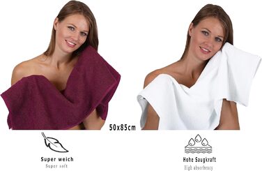 Набір рушників Betz Deluxe 8 шт, 100% бавовна, білі та сливові, 2 банних, 2 душових, 2 для рук, 2 для обличчя