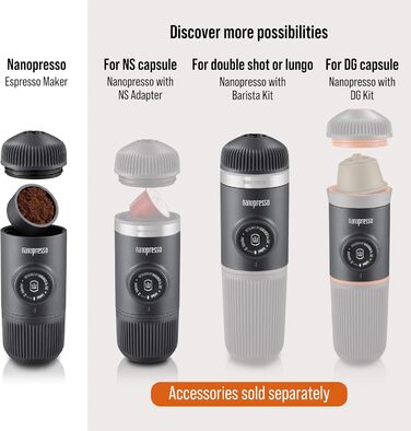 WACACO Nanopresso: портативна кавомашина для еспресо, чорна, 80 мл