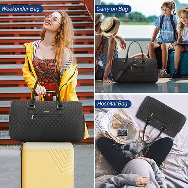 Спортивна сумка LOVEVOOK для подорожей, жіноча, Weekender, сумачка для пологового будинку з косметичкою, відділення для взуття та мокрого одягу, водонепроникна, ручна поклажа для літака, чорна