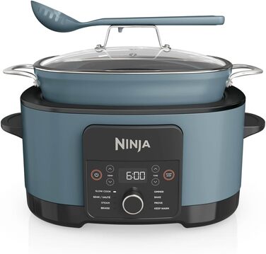 Ninja Foodi PossibleCooker (8 л), Цифрова мультиварка та повільноварка 8-в-1 з каструлею, вставкою для пароварки, ложкою та скляною кришкою, Мультиварка, приготування на парі, смаження, випікання, 8 порцій