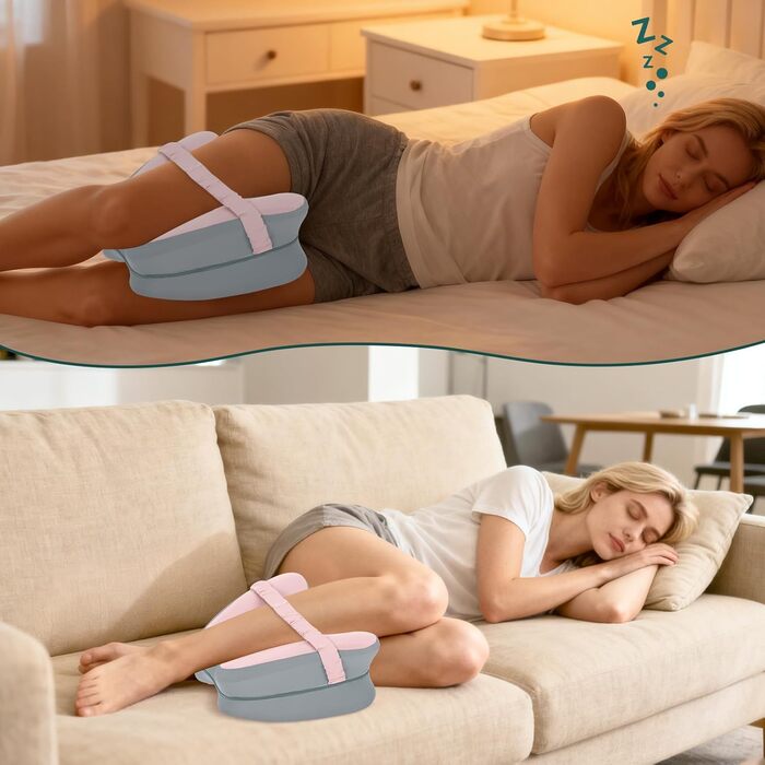 Ортопедична подушка для ніг Dioxide для сну на боці з ефектом пам'яті (Memory Foam) для зняття болю в попереку, колінах та суглобах, знімний чохол, рожева