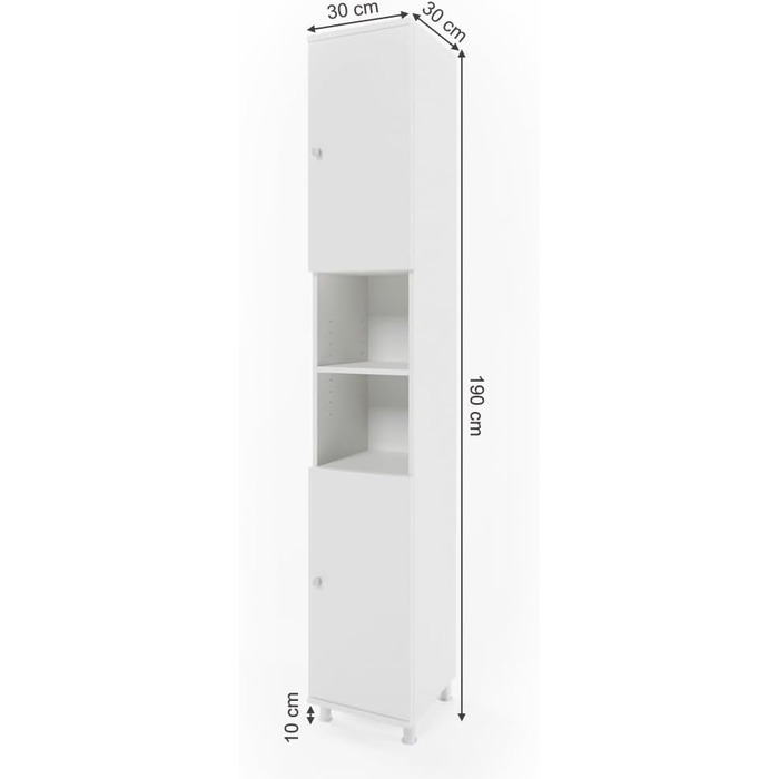 Шафа для ванної Vicco Fynn, біла, 30x190 см, вертикальна