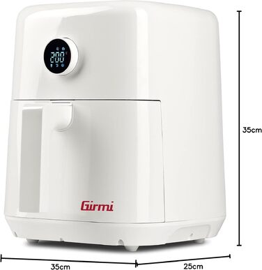 Аерофритюрниця Girmi FG86 Ecofrit Easy на 5 літрів, 1400 Вт, 6 програм, дисплей з поворотним регулятором, таймер, книга рецептів
