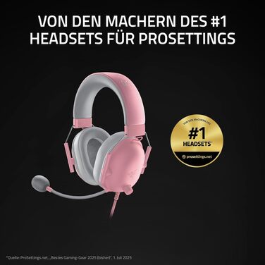Ігрова гарнітура Razer BlackShark V2 X Quartz Pink — дротова навушники для кіберспорту, 7.1 Surround Sound, мікрофон Hyperclear, 50мм драйвери Triforce, рожева