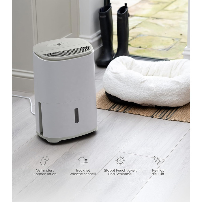 Meaco MeacoDry Arete® Two 25L: Повітряний осушувач та очищувач з HEPA-фільтром H13, Wi-Fi, інтелектуальні режими (Pebble Grey)