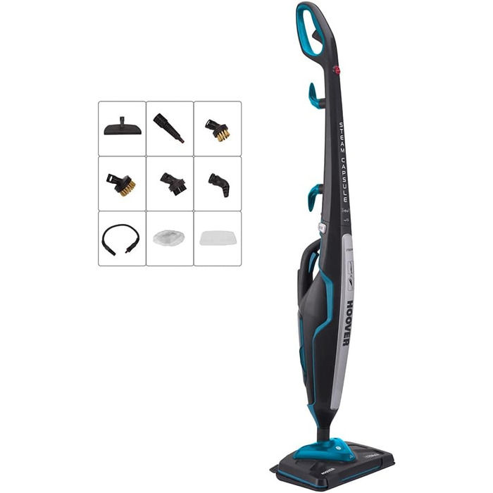 Парова швабра Hoover Steam Capsule Plus CA2IN1D 011, сіро-бірюзова, 2-в-1, для підлоги та килимів
