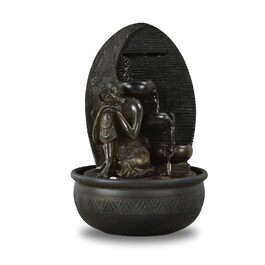 Декоративний фонтан Zen'Light Будда Grace з кольоровою LED-підсвіткою для медитації та релаксації, безшумний насос, знімна скульптура, висота 40 см